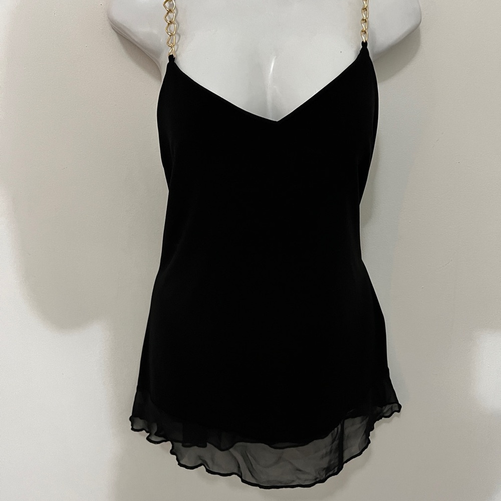 Black Asymmetrical Sleeveless Camisole Top